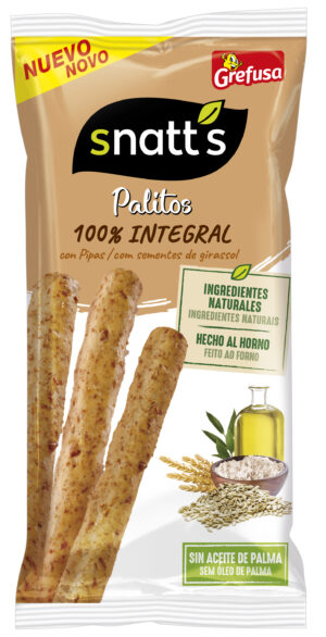 Palitos de pan 100% integral con pipas de Snatt's