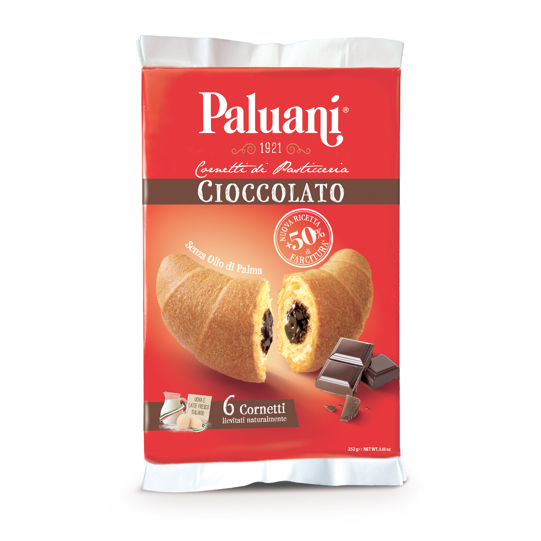 Croissants rellenos de crema de chocolate Paluani 6 uds