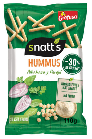 Hummus snacks de albahaca y perejil de Snatt's