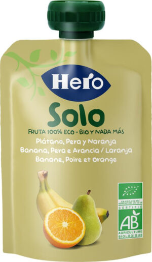 Hero Solo Bolsita Plátano, Pera y Naranja 100 g